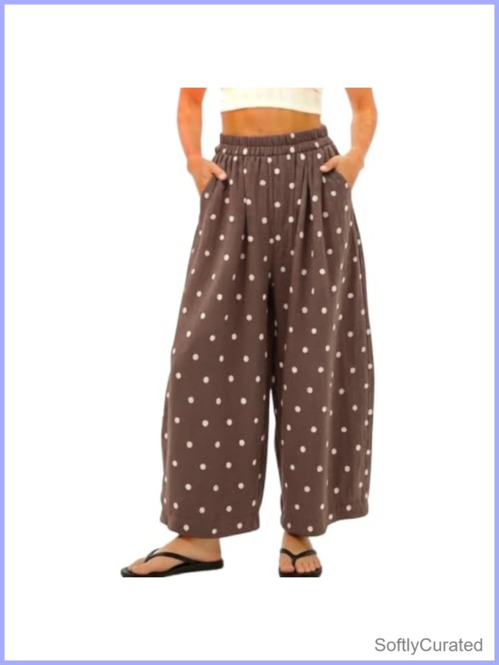 Womens Polka Dot Wide Leg High Waist Palazzo Pants Boho Summer